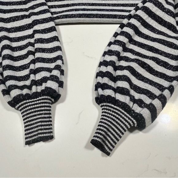 Maje Rushour Metallic Striped Long Sleeve Keyhole Stretch Knit Mini Dres… - Picture 9 of 15